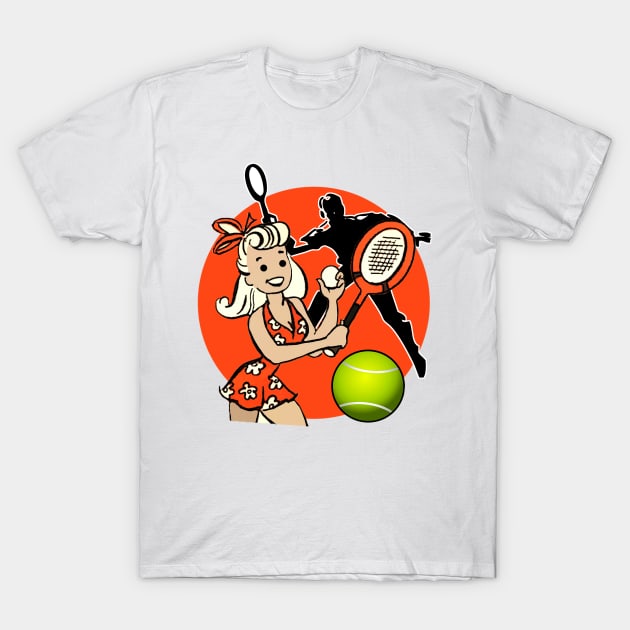 Girl playing tennis T-Shirt by Marccelus